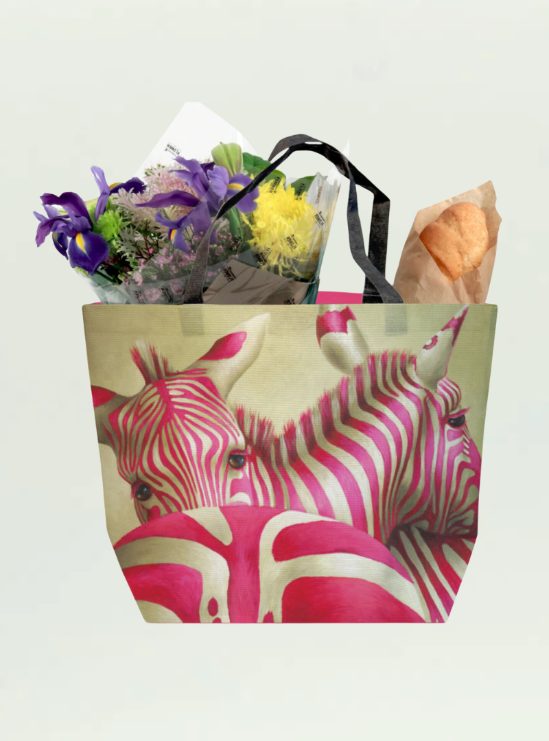 Whimsical Collection Pink Zebra Recycled Shopper