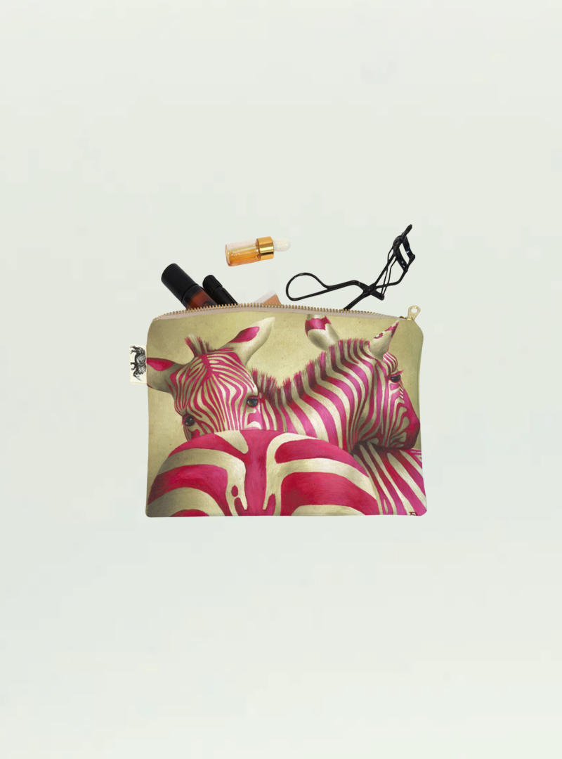 Whimsical Collection Pink Zebra Small Zip Bag