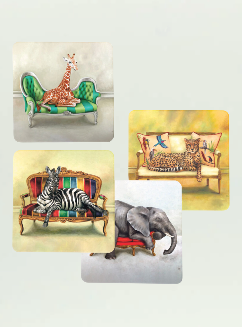 Whimsical Collection Elephant Variety Coasters - Pack of 4