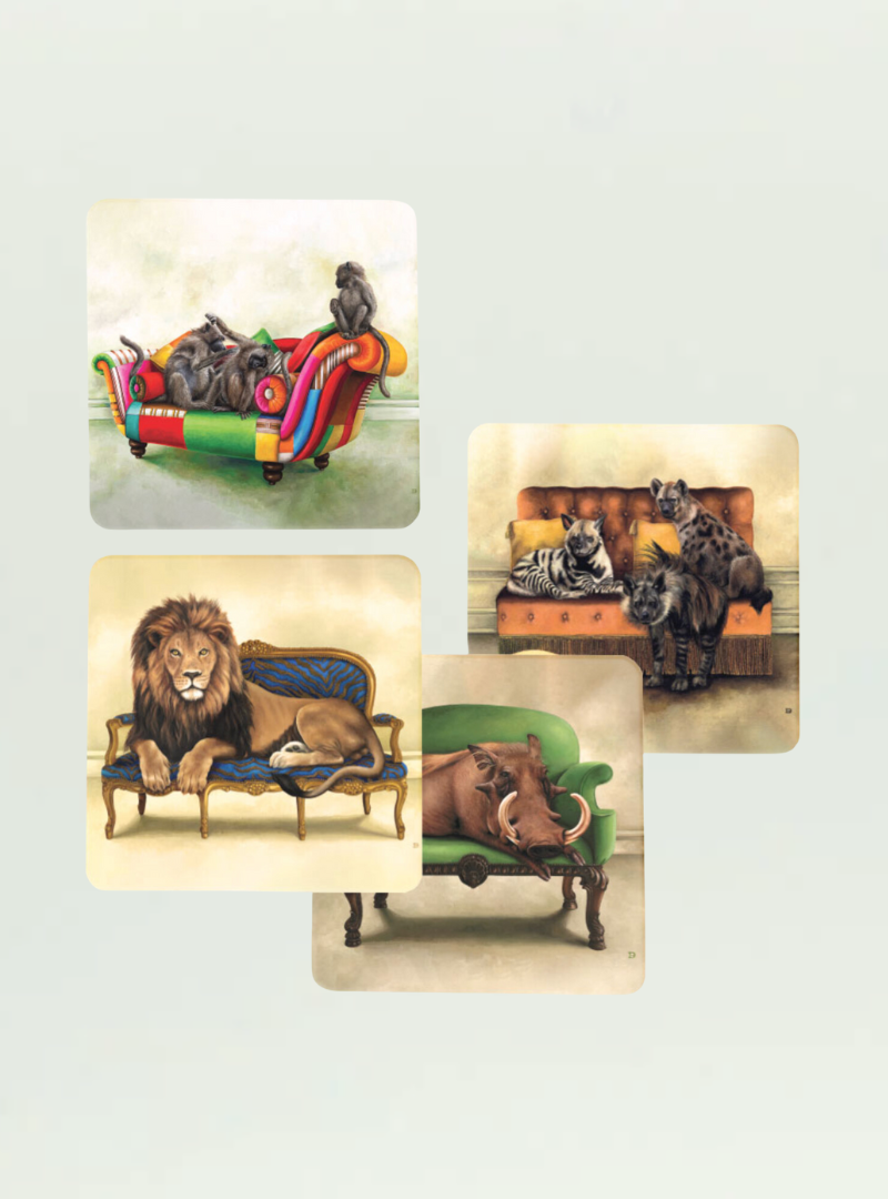 Whimsical Collection Lion Variety Coasters - Pack of 4