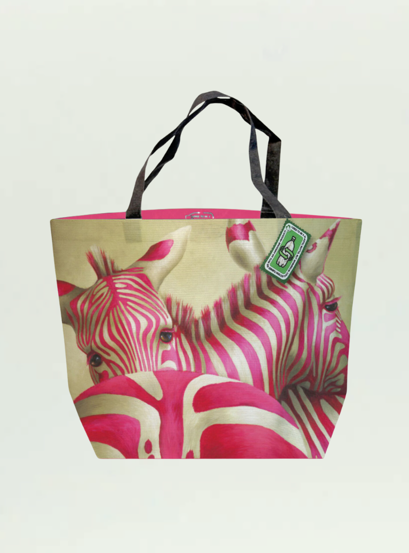 Whimsical Collection Pink Zebra Recycled Shopper