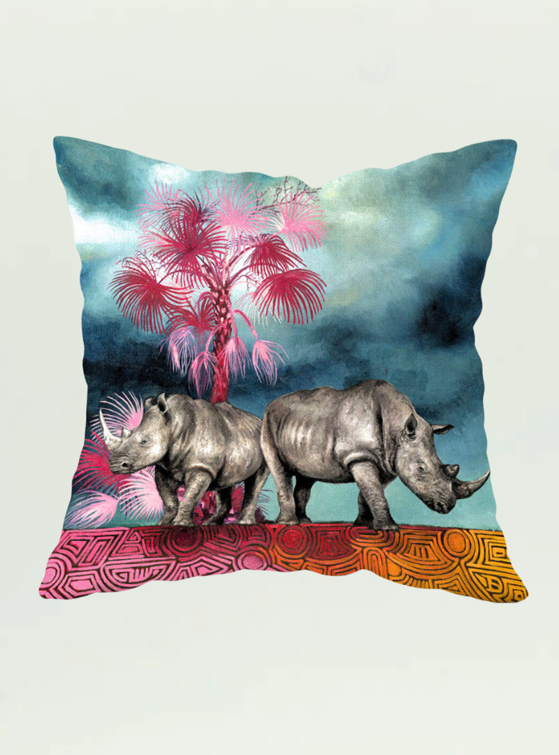 Whimsical Collection Spirit Rhino Velvet Pillow Cover