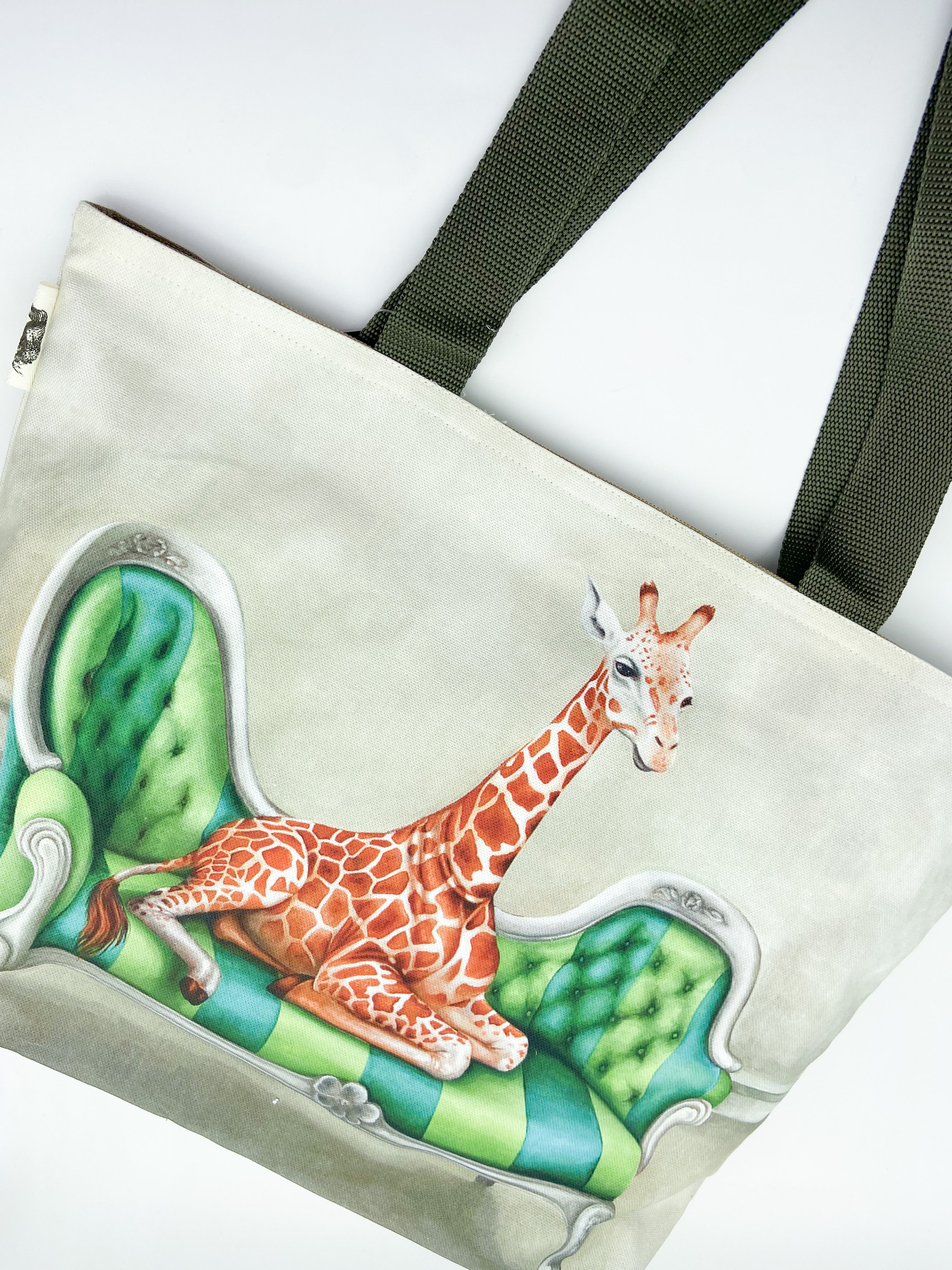 Giraffe print store tote bag